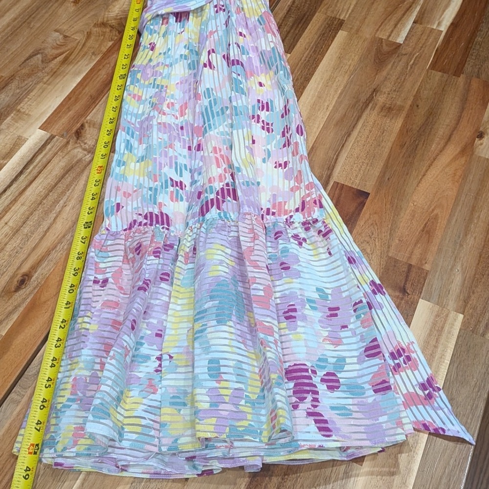 Kate Spade Womens Dress 16 Pastel Floral Ruffle Midi Belted Wedding Garden Party - Picture 9 of 13